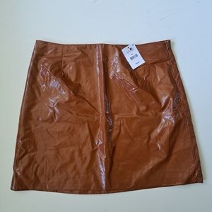Cotton On brown vegan leather skirt medium NWT